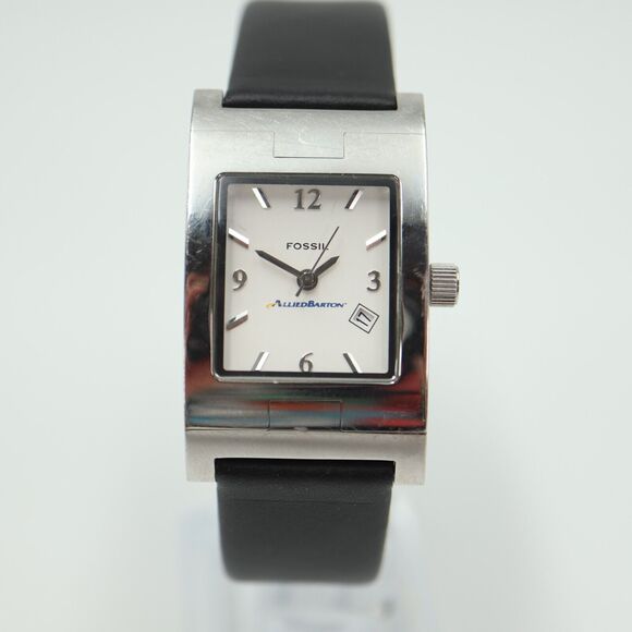 Fossil Arkitekt Womens Tank Watch 24mm Date Logo Dial PR-5169 Black Leather - Picture 3 of 16